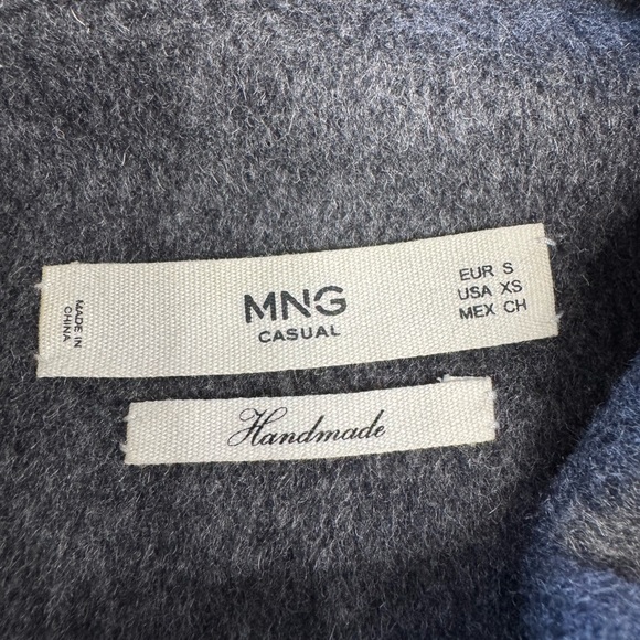 MNG Casual Handmade Womens Sz XS Wool Blend Gray Long Trench Coat Jacket - Picture 4 of 7